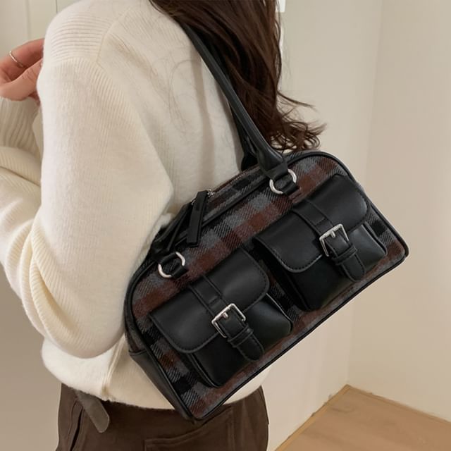 Plaid Fabric Shoulder Bag