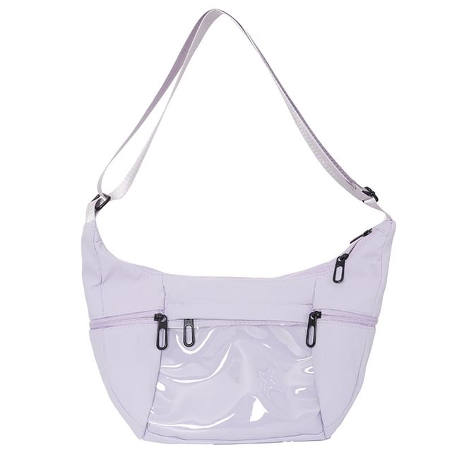 PVC Panel Plain Zip Shoulder Bag