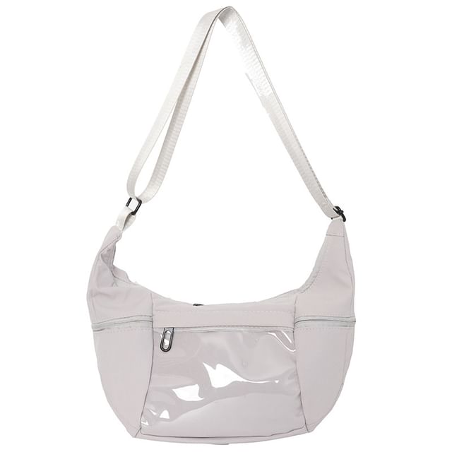 PVC Panel Plain Zip Shoulder Bag