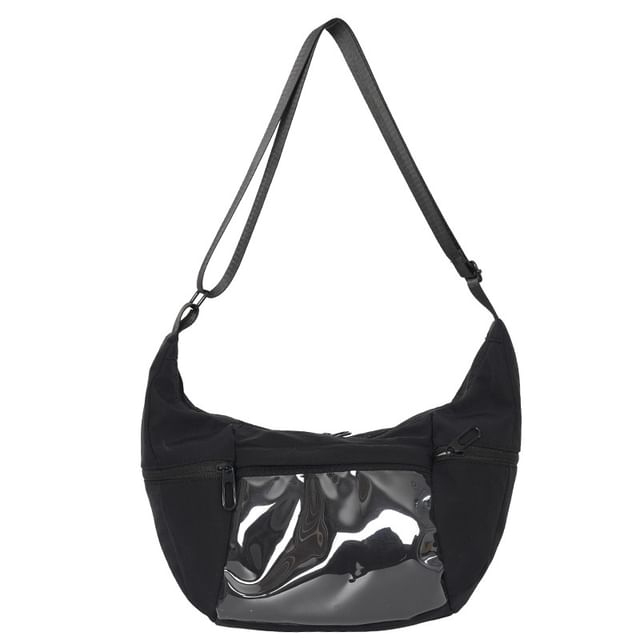 PVC Panel Plain Zip Shoulder Bag