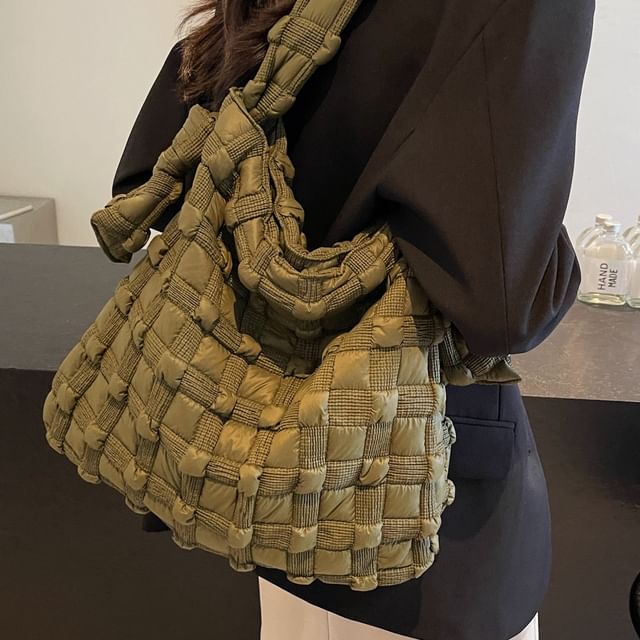 Woven Plain Shoulder Bag