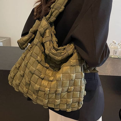 Woven Plain Shoulder Bag