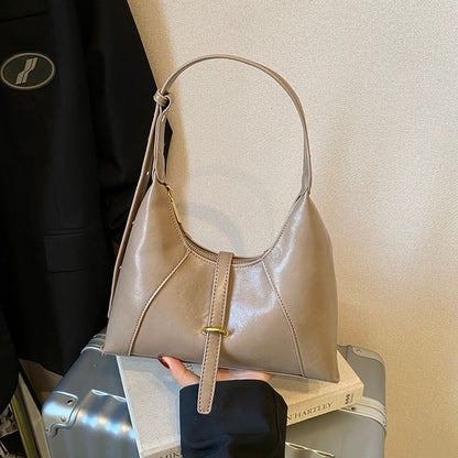 Faux Leather Buckled Strap Shoulder Bag