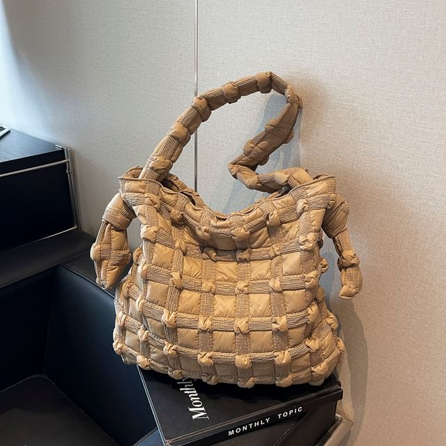 Woven Plain Shoulder Bag