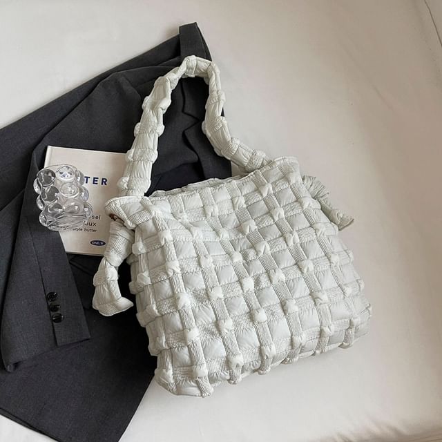 Woven Plain Shoulder Bag