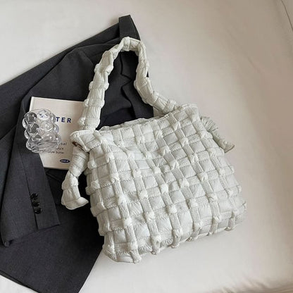 Woven Plain Shoulder Bag