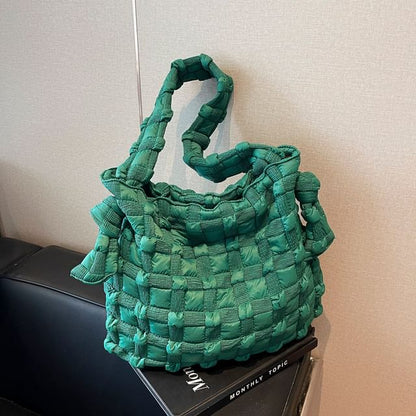 Woven Plain Shoulder Bag
