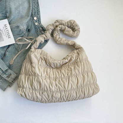 Ruched Plain Shoulder Bag