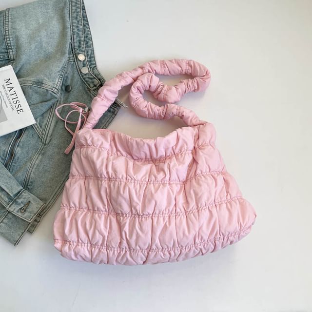Ruched Plain Shoulder Bag