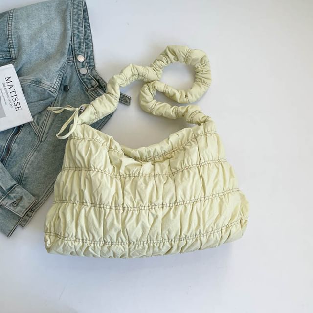 Ruched Plain Shoulder Bag