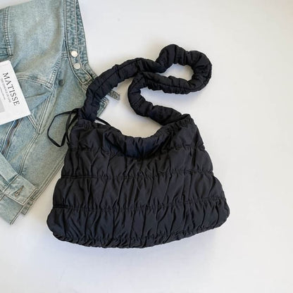 Ruched Plain Shoulder Bag