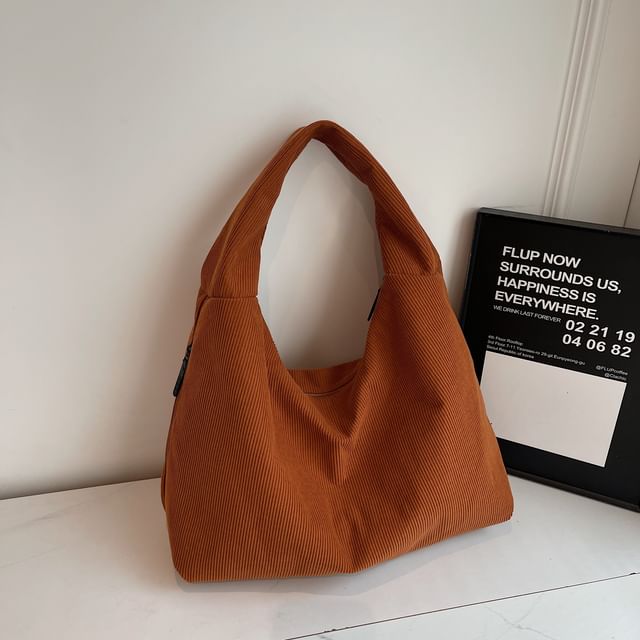 Corduroy Plain Shoulder Bag