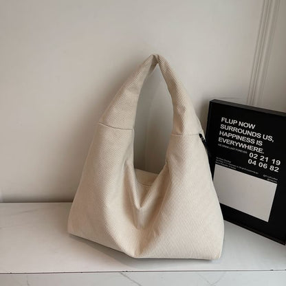 Corduroy Plain Shoulder Bag