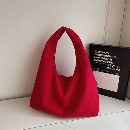 Corduroy Plain Shoulder Bag
