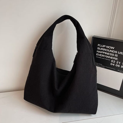 Corduroy Plain Shoulder Bag