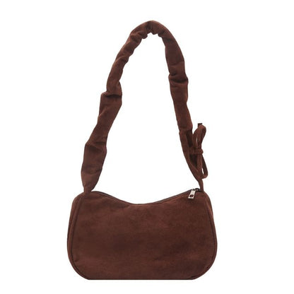 Drawstring Faux Suede Shoulder Bag
