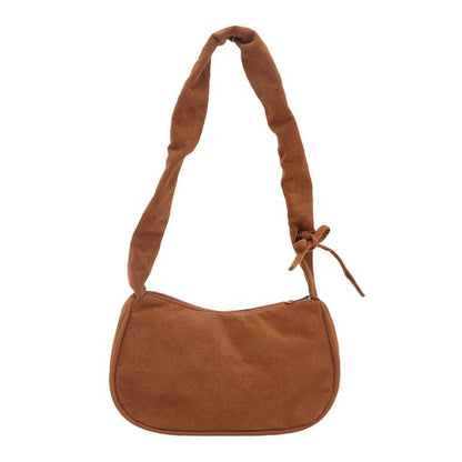 Drawstring Faux Suede Shoulder Bag