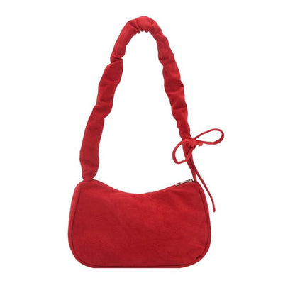 Drawstring Faux Suede Shoulder Bag