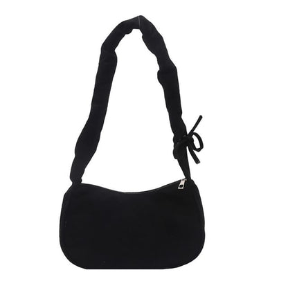 Drawstring Faux Suede Shoulder Bag