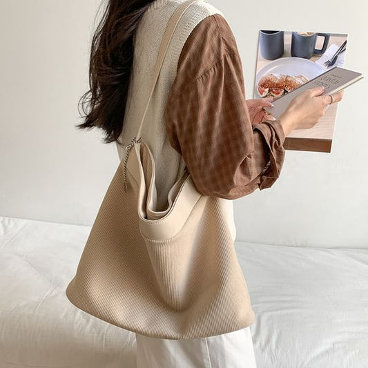 Panel Corduroy Shoulder Bag