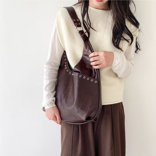 Grommet Panel Shoulder Bag