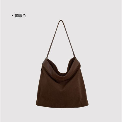 Panel Corduroy Shoulder Bag