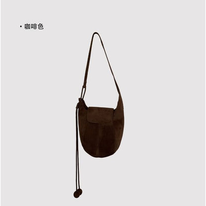 Panel Faux Suede Crossbody Shoulder Bag