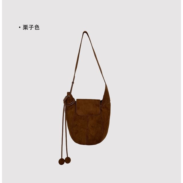 Panel Faux Suede Crossbody Shoulder Bag