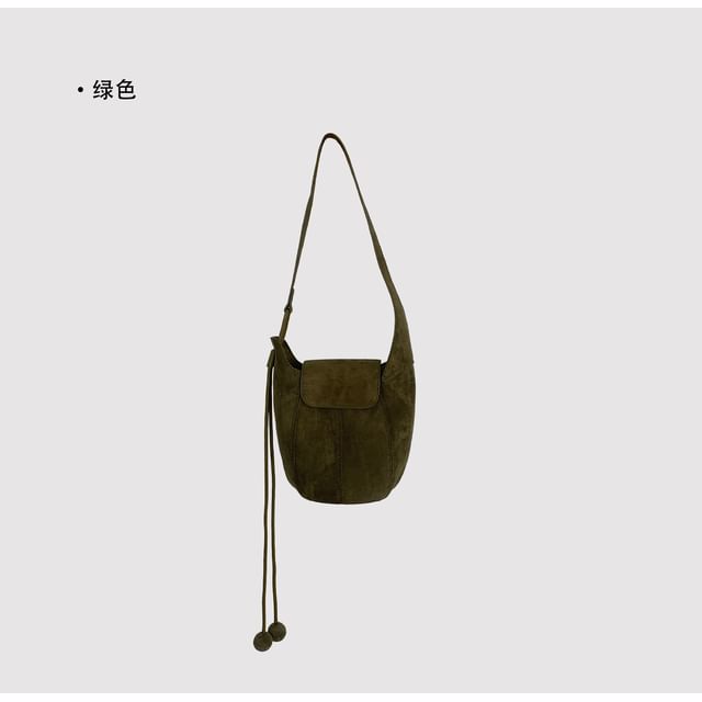 Panel Faux Suede Crossbody Shoulder Bag