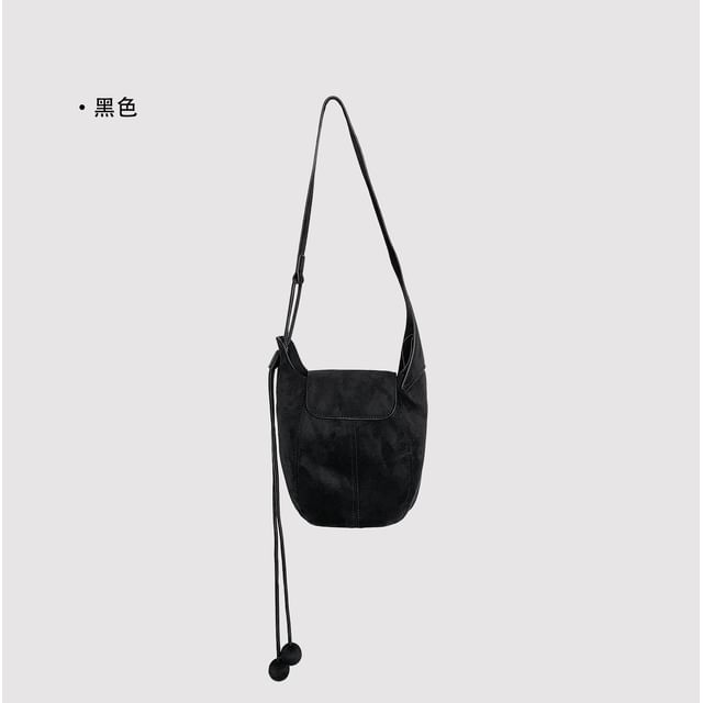 Panel Faux Suede Crossbody Shoulder Bag