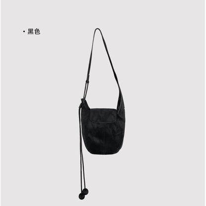 Panel Faux Suede Crossbody Shoulder Bag