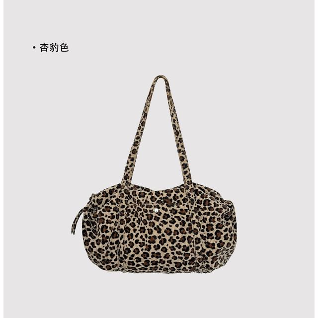 Leopard Print Corduroy Shoulder Bag