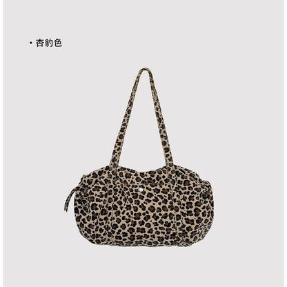 Leopard Print Corduroy Shoulder Bag