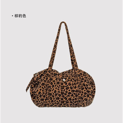 Leopard Print Corduroy Shoulder Bag