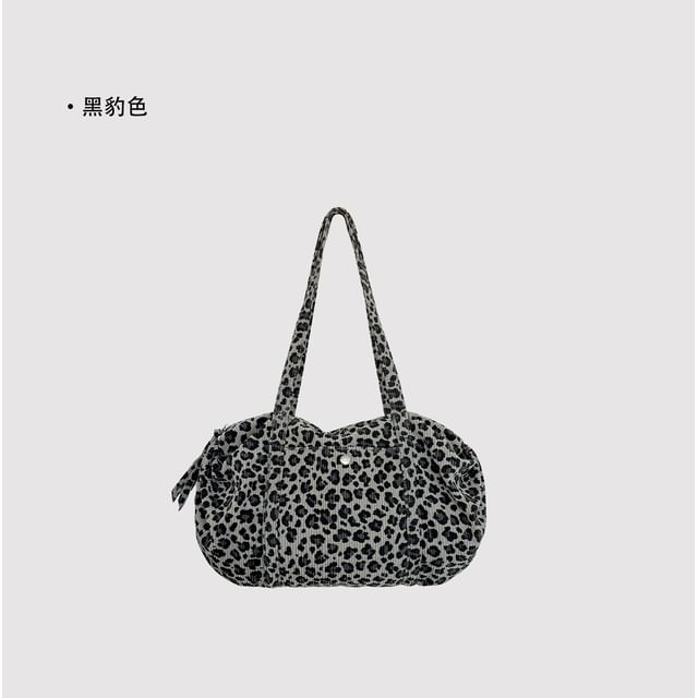 Leopard Print Corduroy Shoulder Bag