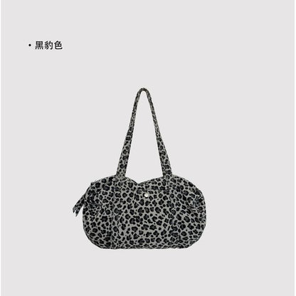 Leopard Print Corduroy Shoulder Bag