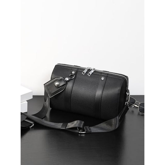 Faux Leather Plain Crossbody Bag