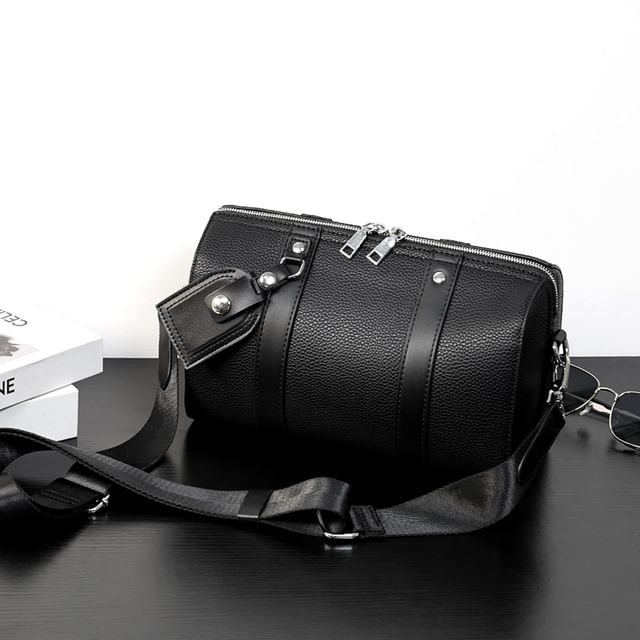 Faux Leather Plain Crossbody Bag
