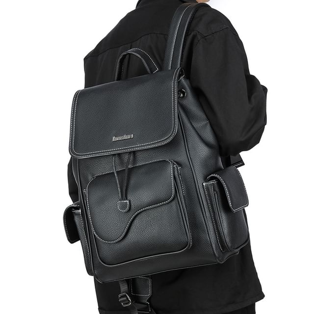 Faux Leather Flap Backpack