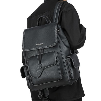Faux Leather Flap Backpack