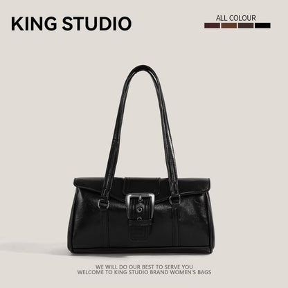 Plain Buckled Faux Leather Shoulder Bag
