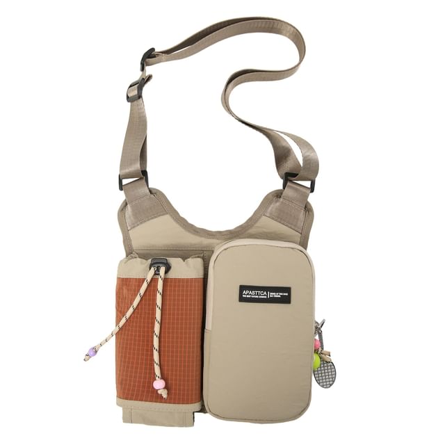 Drawstring Panel Fabric Crossbody Bag