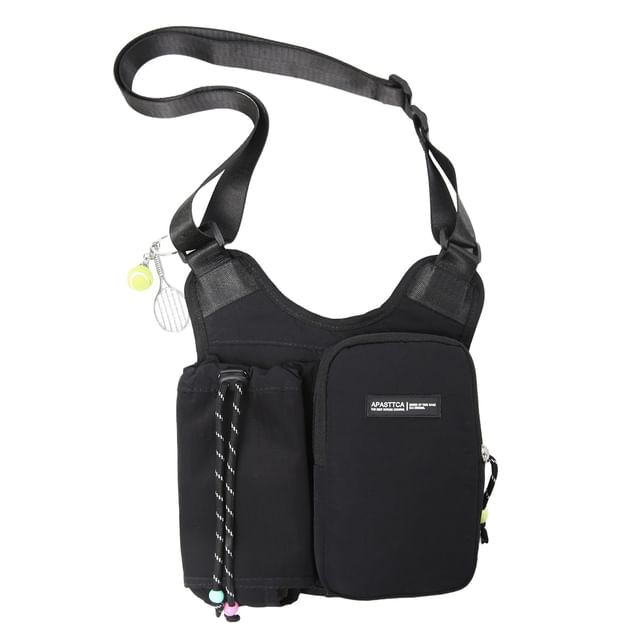 Drawstring Panel Fabric Crossbody Bag
