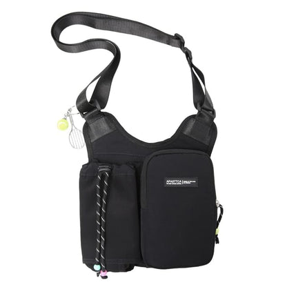 Drawstring Panel Fabric Crossbody Bag