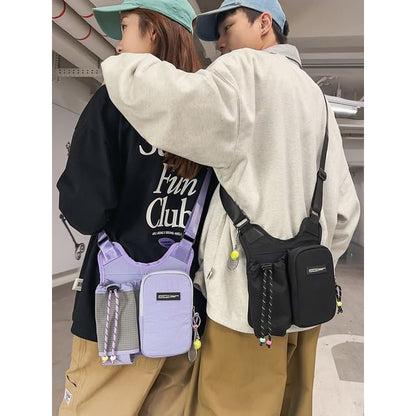 Drawstring Panel Fabric Crossbody Bag