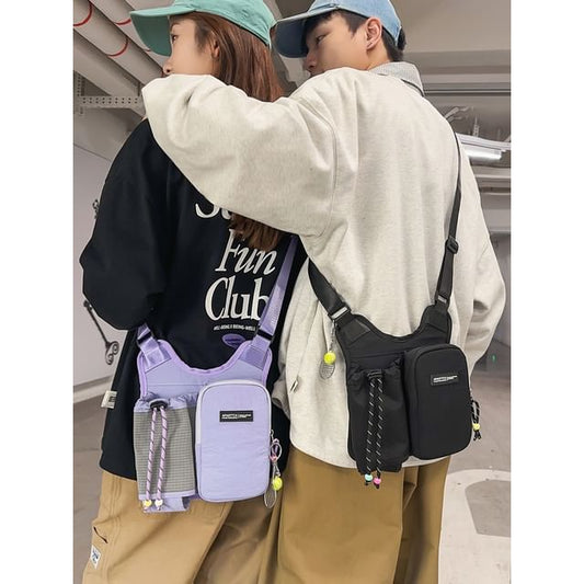 Drawstring Panel Fabric Crossbody Bag