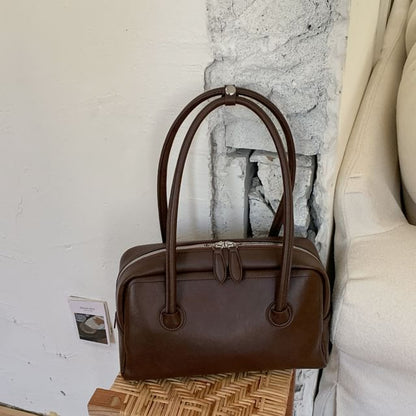 Plain Faux Leather Shoulder Bag