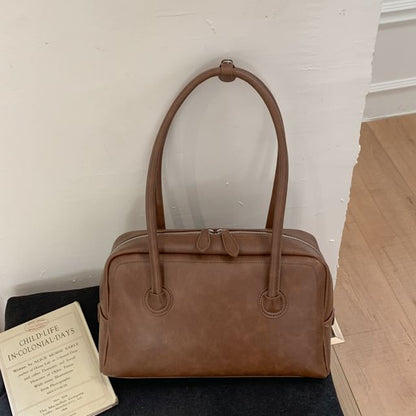 Plain Faux Leather Shoulder Bag