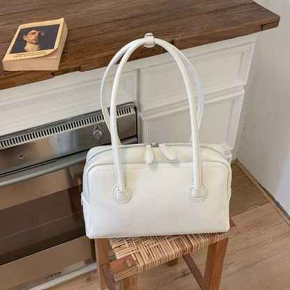 Plain Faux Leather Shoulder Bag