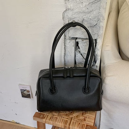 Plain Faux Leather Shoulder Bag